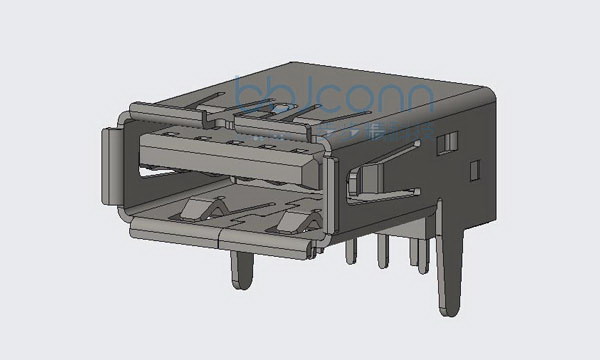 USB 3.0母座 板上型 L=16.2 直腳 卷邊 PBT藍膠 銅殼 鍍金6u