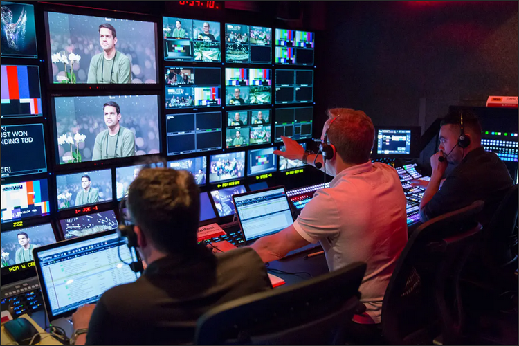 演播室和直播攝像機